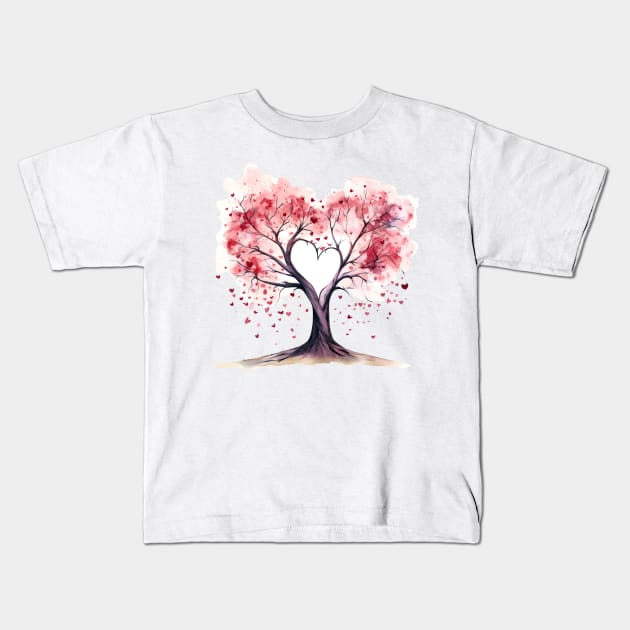 Heart Shaped Tree Kids T-Shirt by RosaliArt